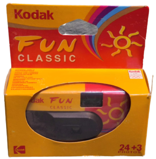 KODAK FUN CLASSIC KUTUSUNDA TEK KULLANIMLIK İÇERSİNDE FİLMİ BULUNAN FOTOGRAF MAKİNESİ CEK AT MODEL