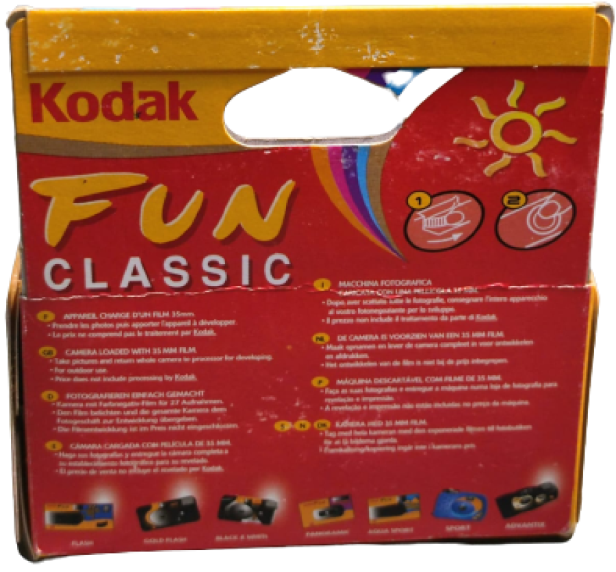 thumbKODAK FUN CLASSIC KUTUSUNDA TEK KULLANIMLIK İÇERSİNDE FİLMİ BULUNAN FOTOGRAF MAKİNESİ CEK AT MODEL