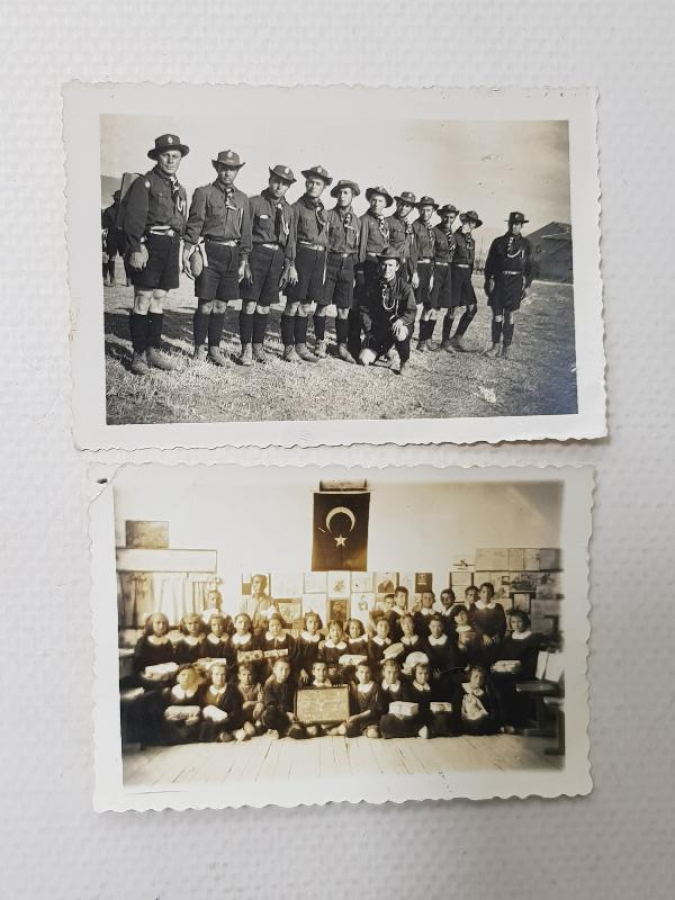 İLKOKUL ÖĞRENCİLERİ VE İZCİLER KONULU İKİ ADET FOTOĞRAF